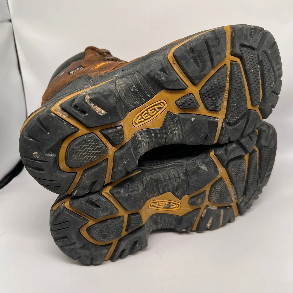 KEEN Utility Mt Vernon Waterproof Dry Work Boots Mens 10 Brown Leather 1014600